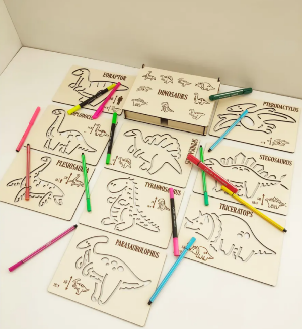 Plantilla de Dinosaurios Montessori: Ejercicios de Línea y Dibujo